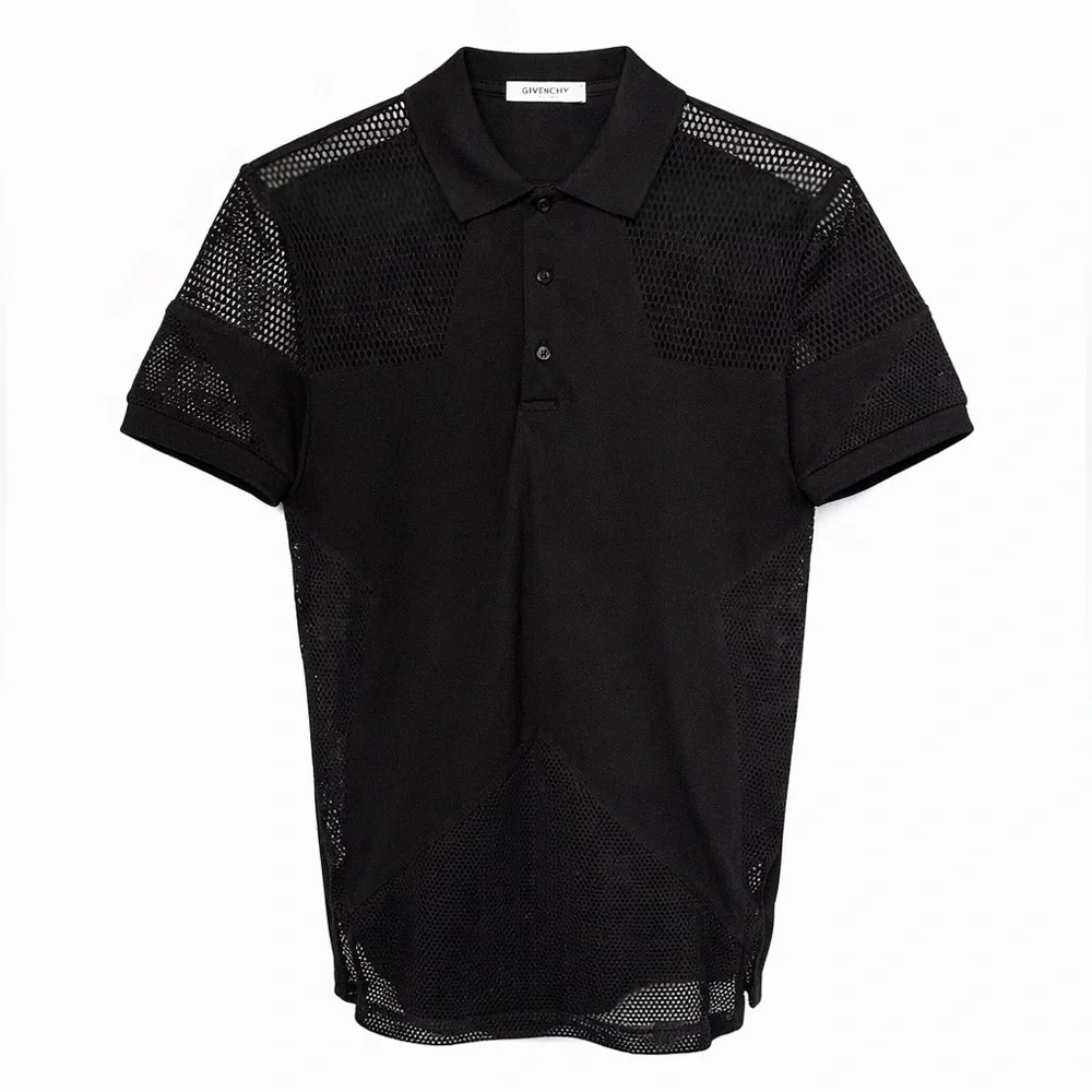 Givenchy Black Polo with Sheer Mesh Panels